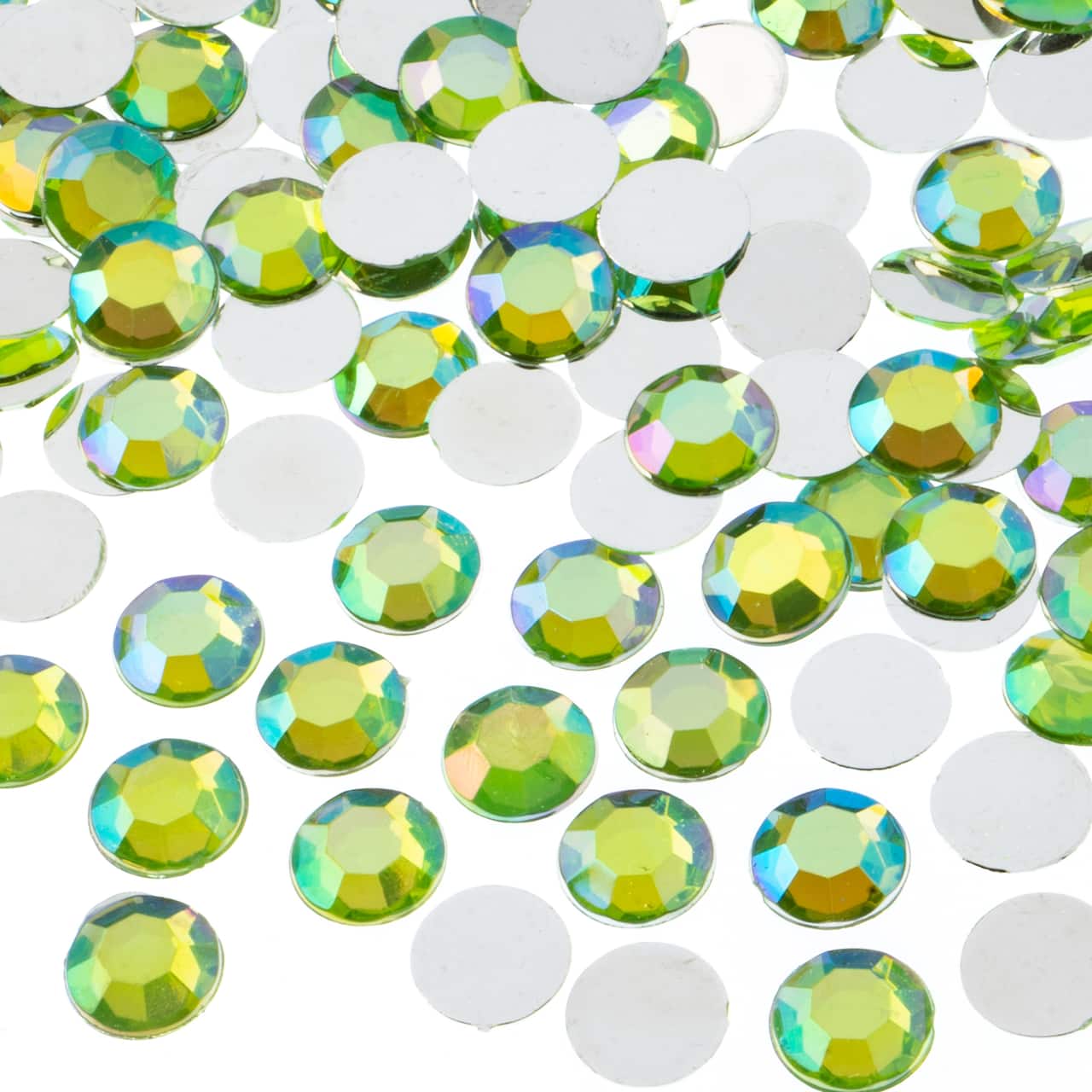 John Bead Acrylic Round Flat Back Rhinestones, 10mm